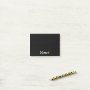 Minimalistic modern monogram name black white post-it notes
