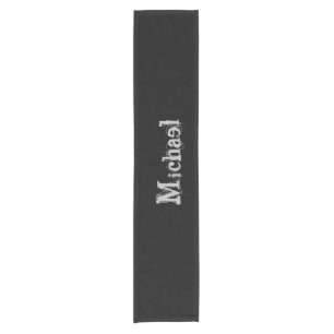 Minimalistic modern monogram name black white short table runner