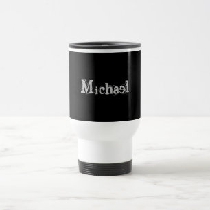 Minimalistic modern monogram name black white travel mug
