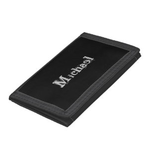 Minimalistic modern monogram name black white tri-fold wallet