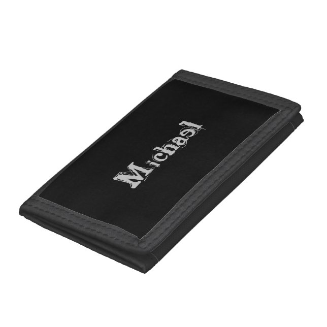 Minimalistic modern monogram name black white trifold wallet (Bottom)