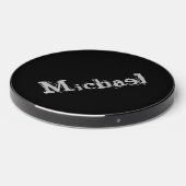 Minimalistic modern monogram name black white wireless charger  (Front 2)