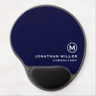 Minimalistic Modern Monogram Navy Blue Gel Mouse Pad