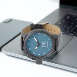Minimalistic Modern Ocean Blue Monogram Watch<br><div class="desc">This modern design features typographic initials and name for a minimalistic feel that can be easily personalized.</div>