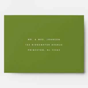 Minimalistic Modern Olive Green Wedding Address Envelope
