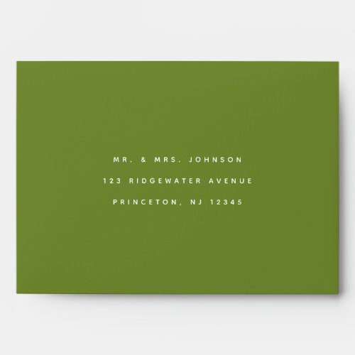 Minimalistic Modern Olive Green Wedding Address Envelope