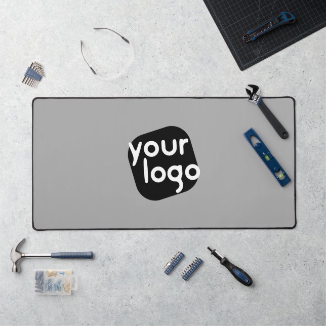 Minimalistic Modern Plain Light Grey Add Your Logo Desk Mat (Workstation)