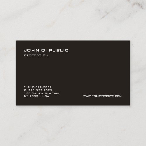 Minimalistic Modern Professional Black White Plain Business Card
