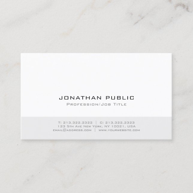 Minimalistic Modern Professional Elegant Plain Business Card (Front)
