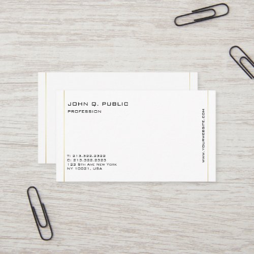 Minimalistic Modern Professional Gold Color Lines Business Card