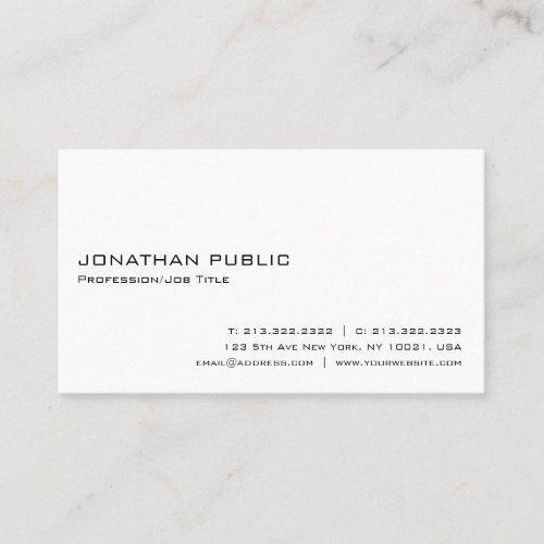 Minimalistic Modern Professional White Elegant Business Card