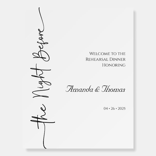 Minimalistic Modern Rehearsal Dinner Foam Boards (Front)