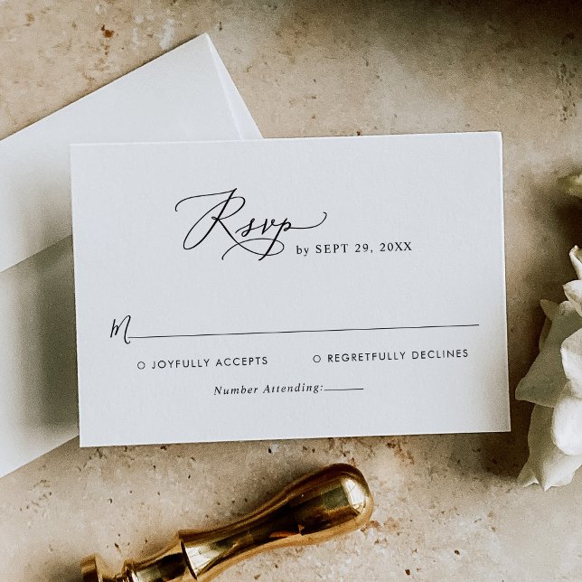 Minimalistic Modern Script Wedding RSVP Card (Creator Uploaded)