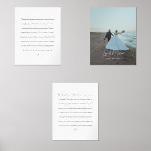 Minimalistic Modern Script Wedding Vows 3-Piece Wall Art Sets