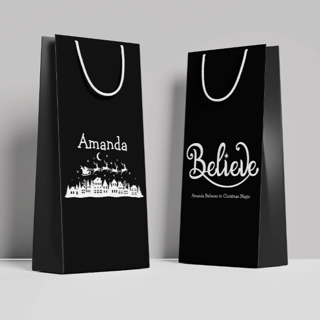 Minimalistic Modern Stylish Personalized Christmas Small Gift Bag (Creator Uploaded)