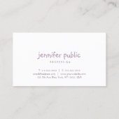 Minimalistic Modern Template Elegant Handwritten Business Card (Back)