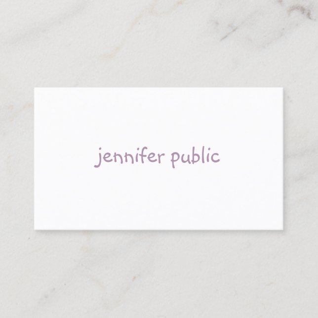 Minimalistic Modern Template Elegant Handwritten Business Card (Front)