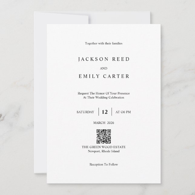Minimalistic Modern Wedding Invitation Card (Front)