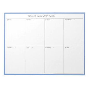 Minimalistic Modern Weekly Planner Notepad Blue