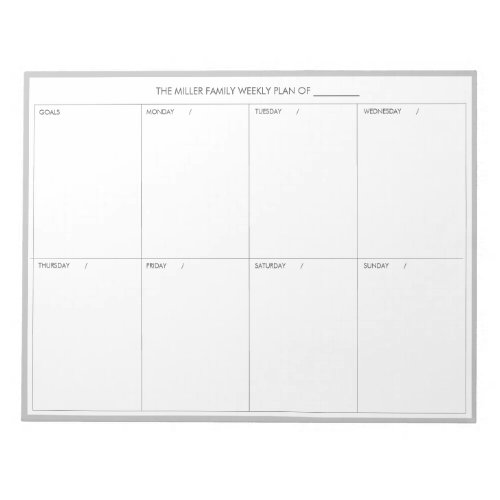 Minimalistic Modern Weekly Planner Notepad   Grey