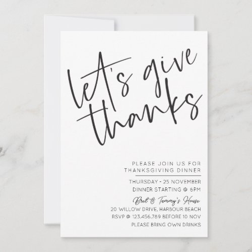 Minimalistic Monochrome Thanksgiving Invitation