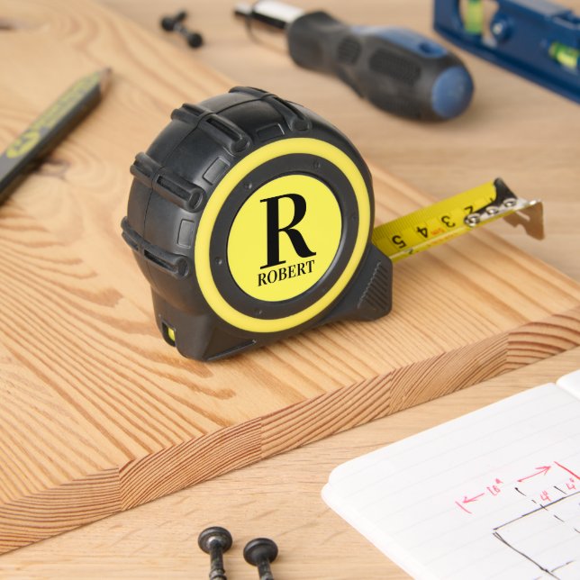 Minimalistic Monogram and Name Tape Measure (Woodwork)