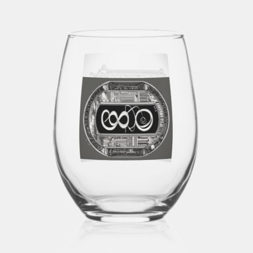 Minimalistic Monogram Drinkware Logo Stemless Wine Glass