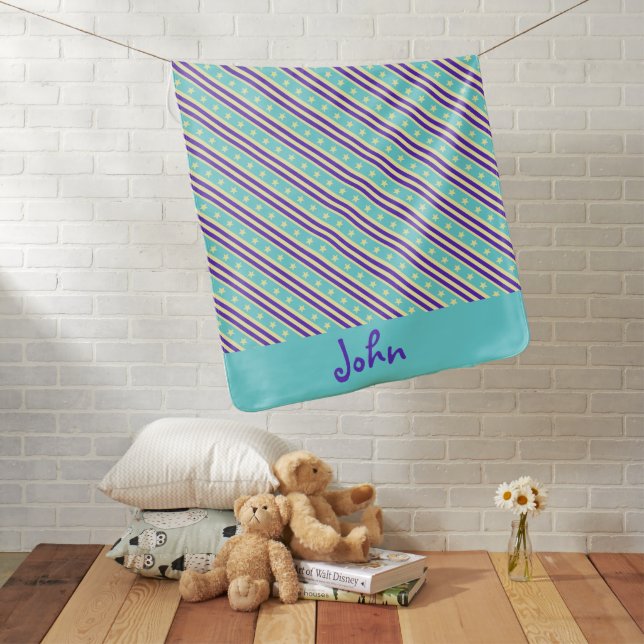 Minimalistic Monogram Great Aunt Personalized Rain Baby Blanket (In Situ)