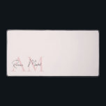 Minimalistic Monogram Initial & Name Pastel Pink  Desk Mat<br><div class="desc">Enhance your workspace with our Minimalistic Monogram Personalized Pastel Pink Initial & Name Desk Mat. Featuring a chic pastel pink design with a customizable monogram and name, this elegant desk mat adds a touch of sophistication and personalization to your office or study area. Made from high-quality, non-slip materials, it provides...</div>