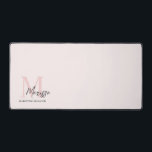 Minimalistic Monogram Initial & Name Pastel Pink  Desk Mat<br><div class="desc">Enhance your workspace with our Minimalistic Monogram Initial & Name Pastel Pink Desk Mat. This stylish and functional desk mat features a clean design with a personalized monogram and name, adding a touch of elegance to your office or study area. Crafted with high-quality materials, it offers a smooth surface for...</div>