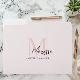 Minimalistic Monogram Initial & Name Pastel Pink  File Folder