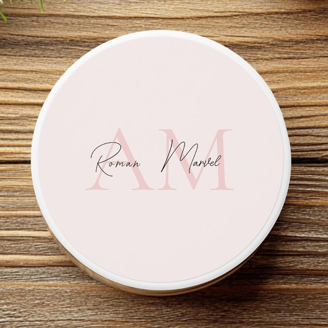 Minimalistic Monogram Initial & Name Pastel Pink  Mini Candle Favors (Creator Uploaded)