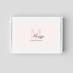 Minimalistic Monogram Initial & Name Pastel Pink Rectangular Sticker