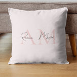 Minimalistic Monogram Initial & Name Pastel Pink Throw Pillow<br><div class="desc">Enhance your home decor with our Minimalistic Monogram Personalized Pastel Pink Initial & Name Throw Pillow. Featuring a sophisticated pastel pink design with a customizable monogram and name, this elegant throw pillow adds a touch of personalization and style to any room. Made from high-quality, soft fabric, it provides both comfort...</div>