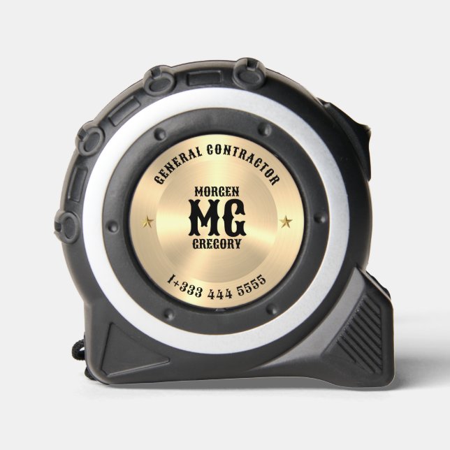 Minimalistic Monogram Metallic Gold Background Tape Measure (Front)