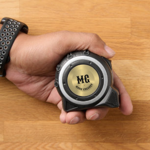 Minimalistic Monogram Metallic Gold Background Tape Measure