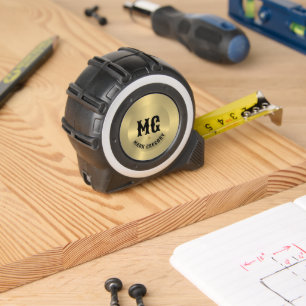 Minimalistic Monogram Metallic Gold Background  Tape Measure
