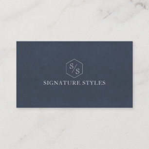 Minimalistic Monogram   Midnight Blue Business Card