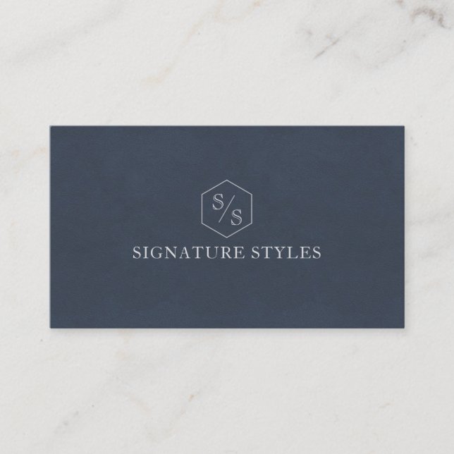 Minimalistic Monogram | Midnight Blue Business Card (Front)