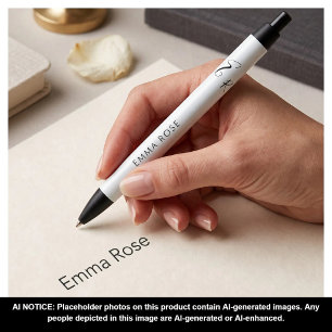 Minimalistic Monogram Name Elegant Mint Green Pen