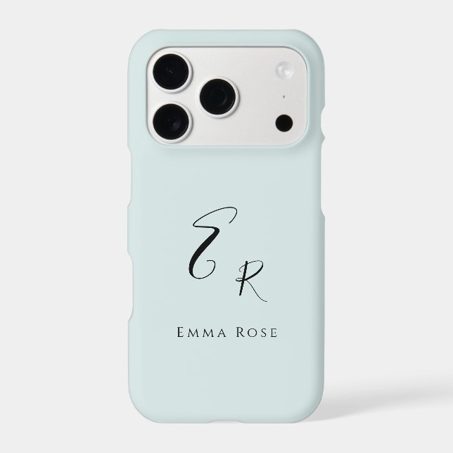 Minimalistic Monogram Name Elegant Mint iPhone Case (Back)