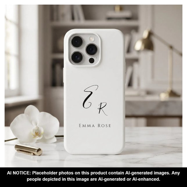 Minimalistic Monogram Name Elegant Script Font Big iPhone Case (Creator Uploaded)