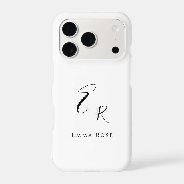Minimalistic Monogram Name Elegant Script Font Big iPhone Case (Back)