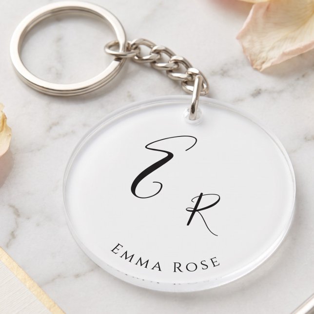 Minimalistic Monogram Name Elegant Script Font Big Keychain (Creator Uploaded)