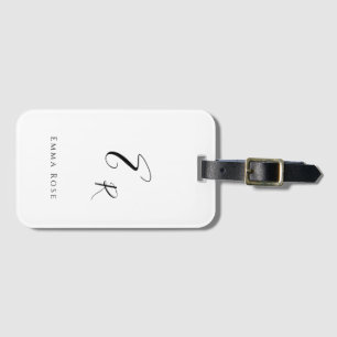 Minimalistic Monogram Name Elegant Script Font Big Luggage Tag