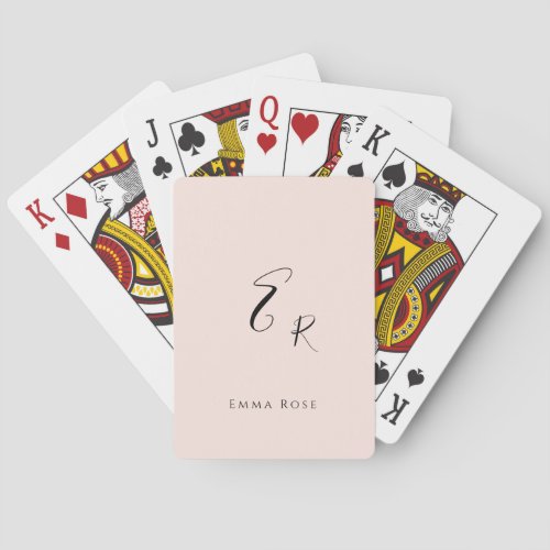 Minimalistic Monogram Name Elegant Script Font Big Poker Cards