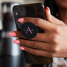 Minimalistic Monogram Pink Typography PopSocket