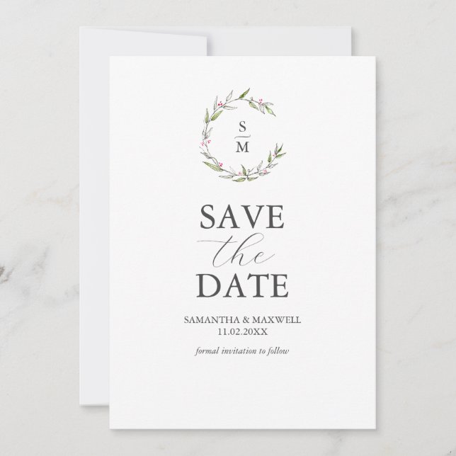 Minimalistic Monogram Save The Date (Front)