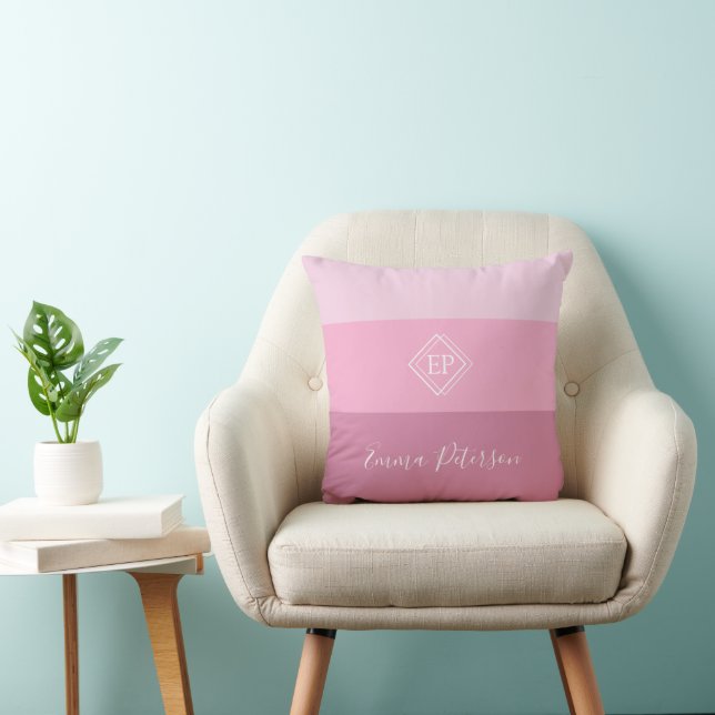 Minimalistic Monogram Script Name Pinky Throw Pillow (Chair)