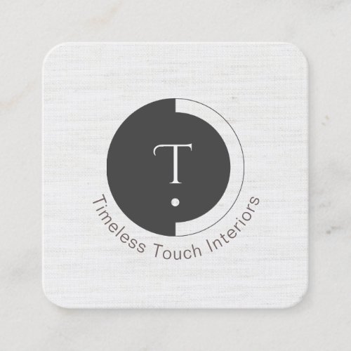 Minimalistic Monogram | White Burlap Square Business Card